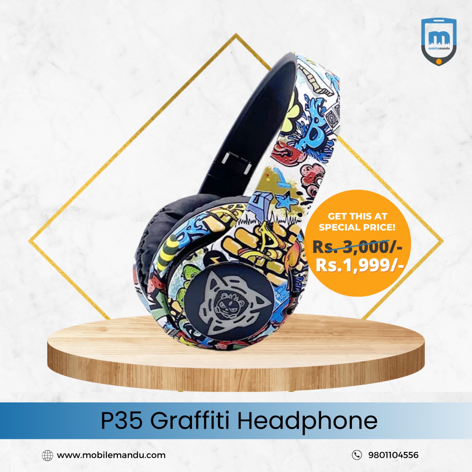 P35 Hi-Fi Colorful Graffiti Old School Wireless Headphone Built in Mic Support TF Card Clear Sound_9