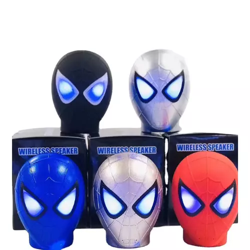 RETRACK 5W Display Light Spider-Man Helmet Bluetooth Speaker Avengers Marvel Bass USB Interface Plug-in 32G TF Card Button F4042 5 W Bluetooth Speaker  (Red, Stereo Channel)_9